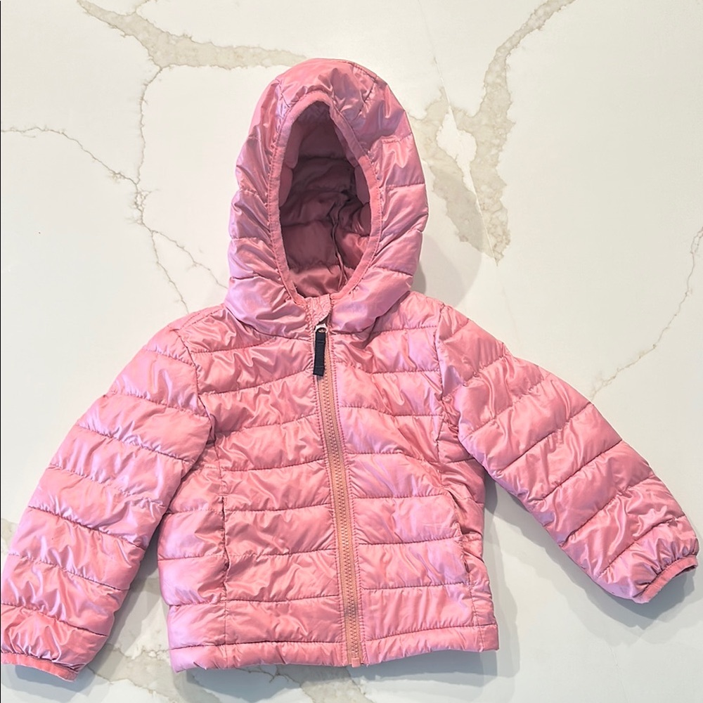 Primary Pink Hooded Puffer Jacket
